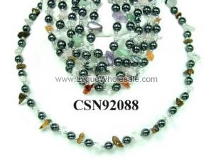 Assorted Colored Semi precious Stone Beads Hematite Beads Stone Chain Choker Fashion Women Necklace